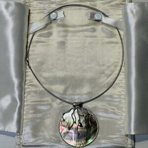 Sterling Silver 925 Round Mother of Pearl Pendant 18" Necklace